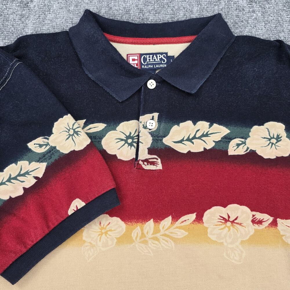 Ralph Lauren Chaps Shirt Mens Large Multicolor Polo Floral Hawaiian Tropical VTG